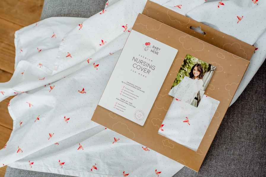 Baby On The Move Borstvoedingsdoek Origami birds - Coral - K-Deetje Oostkamp Duurzame Baby- en kinderwinkel