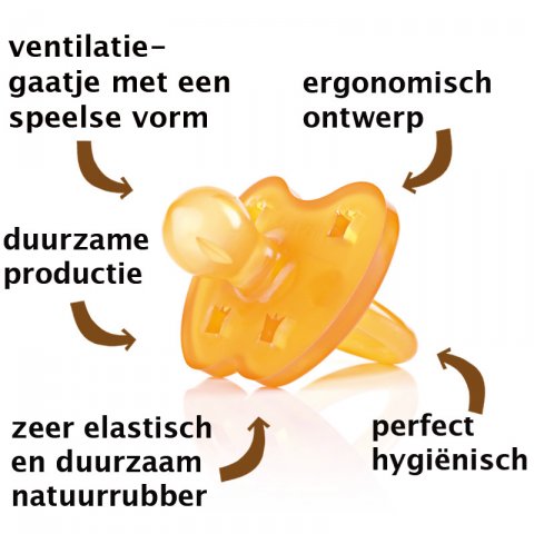 Hevea Fopspeen rond model Kroontjes 0-3 maand - K-Deetje Oostkamp Brugge Duurzame Baby- en kinderwinkel